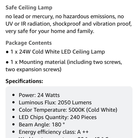 Airand 5000K LED Square Ceiling Light Mount - Picture 12 of 12